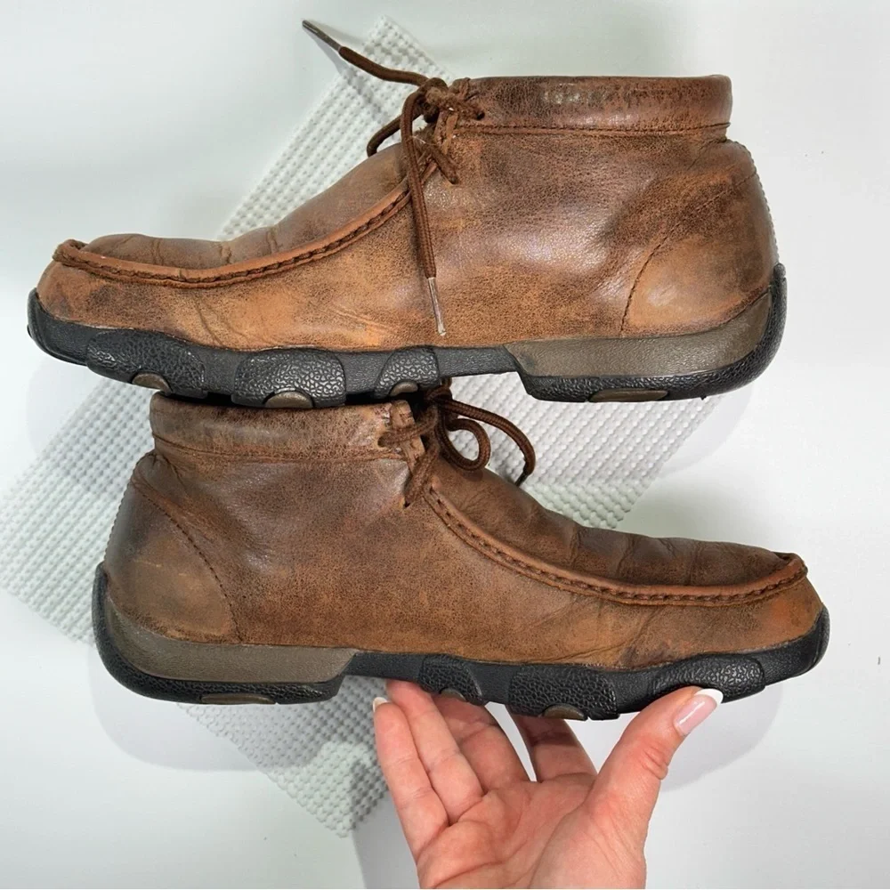 Twisted X Comfort Leather Moc Toe Chukka Shoes Brown 7.5